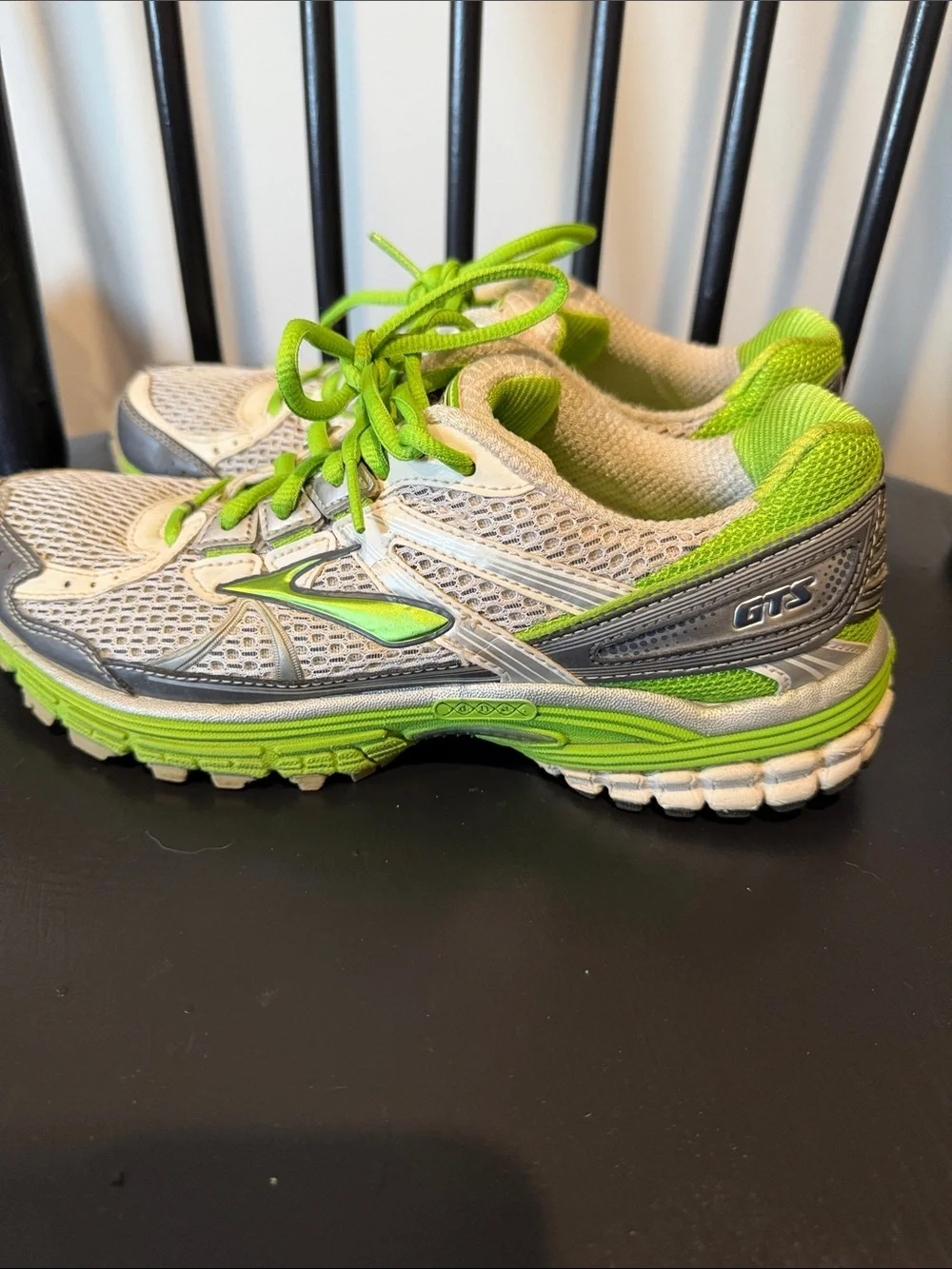 Brooks Women's GTS Adrenaline Neon Green, White, and Gray Running Sneakers - Picture 5 of 12